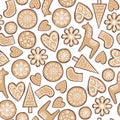 Vector   pattern with ginger cookies Royalty Free Stock Photo