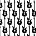 Vector pattern with hand drawn guitar. Royalty Free Stock Photo