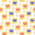 Vector pattern with hearts in squares