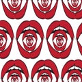 Vector pattern with illustration of weird open screaming mouth Royalty Free Stock Photo