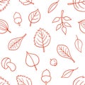 Vector pattern with leaves. Seamless autumn ornament. Fall season background. Royalty Free Stock Photo