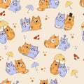 Vector pattern lovers and happy cats