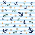 Vector pattern with marine paraphernalia, template for the day of the sailors