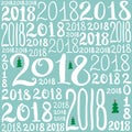Vector pattern of 2018 number. New Year background texture for greeting card, giftbox wrapping, decoration.