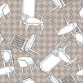 Vector pattern with old armchairs. Royalty Free Stock Photo