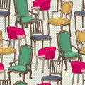 Vector pattern with old armchairs. Royalty Free Stock Photo