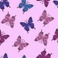 Vector pattern with ornamental butterflies