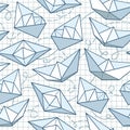 Vector pattern with paper ships Royalty Free Stock Photo