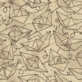 Vector pattern with paper ships Royalty Free Stock Photo