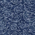 Vector pattern with paper ships Royalty Free Stock Photo