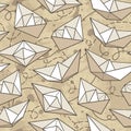 Vector pattern with paper ships Royalty Free Stock Photo