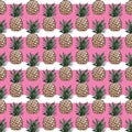 Vector pattern with pineapple on striped background