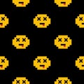 Vector pattern with pixel emoticon for textile products and decoration