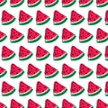 vector pattern of quarter watermelon in doodle style