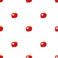 Vector pattern with red small apples in a flat style on a white background. Royalty Free Stock Photo