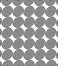 Vector pattern, repeating circles in wavy line, modern stylish monochrome.