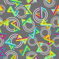 Vector Pattern 80s. Geometric Seamless Abstract Background. Retro Memphis Style 1980s. Royalty Free Stock Photo
