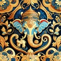 Pattern seamless arts Ganesh hindu gods illustration_08