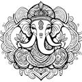 Pattern seamless arts Ganesh hindu gods outline illustration_020