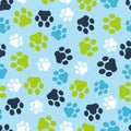 Vector pattern seamless of background animal blue footprints and paw Royalty Free Stock Photo
