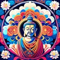 Pattern seamless design buddha paint arts background illustration_015