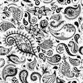 Vector pattern. Seamless detailed flowers illustrations. Doodle style, spring floral background.