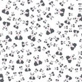 Vector Pattern: Seamless panda bear pattern on light pink background, panda with different gestures