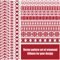 Vector pattern set of ornament ribbons / strips for your design