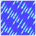 Vector pattern of a set syringes and ampoules on blue background.