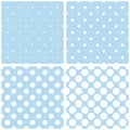 Vector pattern set with tile white polka dots on blue background Royalty Free Stock Photo