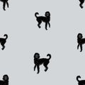 Seamless background of silhouettes drawn funny black dogs Royalty Free Stock Photo