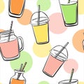 Vector pattern with smoothies and color circles Royalty Free Stock Photo