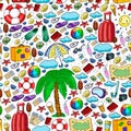 Vector pattern. Summer vacations. Travel and adventures. Beach, ocean, island, sun Royalty Free Stock Photo