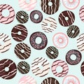 Vector pattern with sweet brown chocolate donuts for design