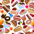 Vector pattern of sweet desserts. Royalty Free Stock Photo