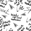 pattern for textiles, sportswear, graffiti and inscriptions about sports, motivation, healthy lifestyle