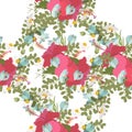 Vector pattern of tropical hibiscus flowers bunch