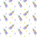 Vector pattern with unicorn horns and stars. Cute cartoon ornament