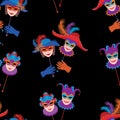 Vector pattern of venetian carnival masks