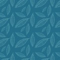 Vector pattern with white leaves on a blue background Royalty Free Stock Photo