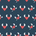 Vector pattern with winged hearts Royalty Free Stock Photo