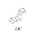 Vector pattern of wool knitted scarf in the style of doodle. hand drawn Illustration Royalty Free Stock Photo