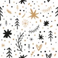Vector pattern, wrapping paper, funny hand drawn elements set Royalty Free Stock Photo