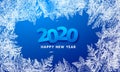 2020 Vector Patterns Made by the Frost. Blue Winter Background for Christmas Designs. Xmas Typographic Label for Holiday Greeting Royalty Free Stock Photo