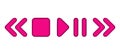 Vector pause play media player pink rounded icons with inner shadow