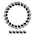 Vector paw footprint Seamless fancy floral border.