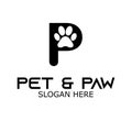 Vector Paw letter P logo design template. It`s good simple design paw animal and letter P. You can make brand for icon, logo, Royalty Free Stock Photo