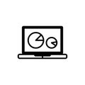 Vector pc laptop and diagram icon on white background. Analytic process on computer.