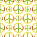 Vector peace symbol made of hippie theme pacifism sign style seamless pattern ornamental background. Royalty Free Stock Photo