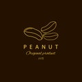 Vector Peanut logo design templates and emblem. Natural peanut. Logo in linear style